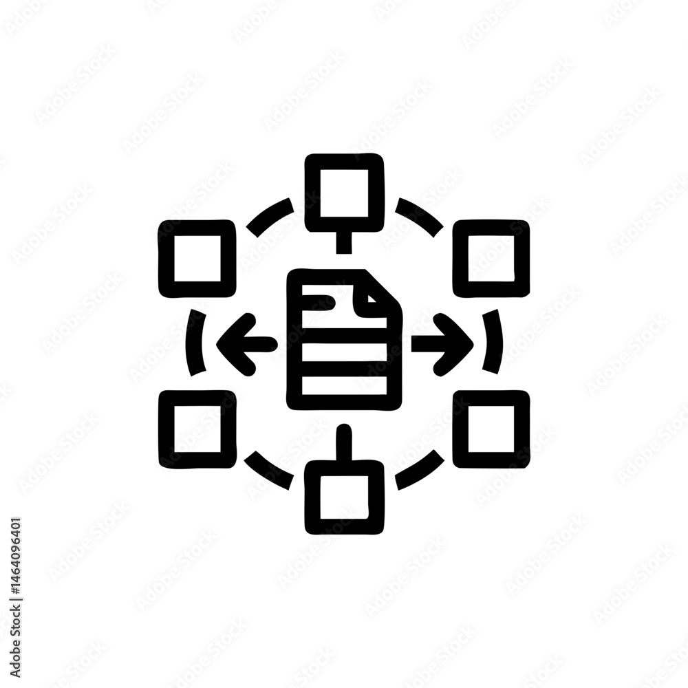 data integration icon, Document management flowchart icon in minimalist style data integration icon, Document management flowchart icon in minimalist style