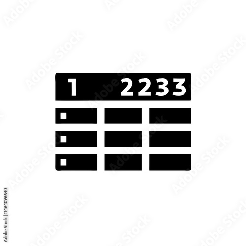 data table with numbers icon with numeric data representation  