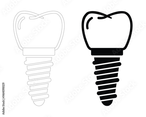 Dental implant vector icons for tooth replacement illustration, Downloadable graphics for dentistry and healthcare