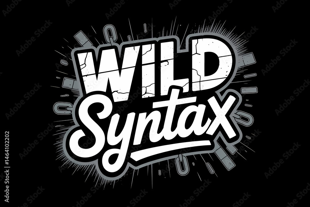 Obraz premium Edgy typography design featuring cracked, bold lettering and burst graphics