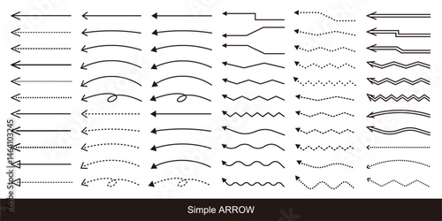 シンプルなモノクロの矢印セット ベクター イラスト素材 白背景
