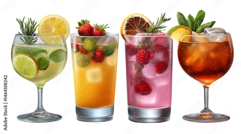 Fototapeta premium Refreshing Summer Cocktails Four Delicious Drink Recipes