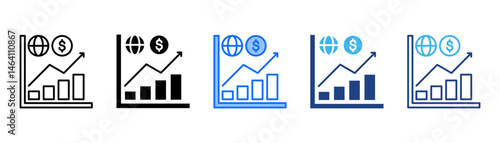 Market Growth Icon Set With Multiple Style Collection 