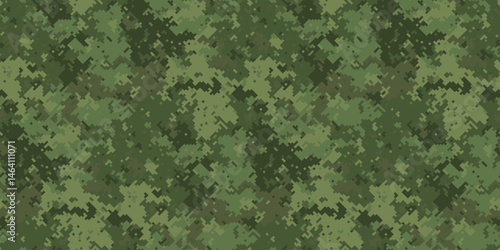 Abstract digital camouflage pattern.  Perfect for backgrounds, textures, or militarythemed designs.  The muted greens create a sense of concealment and mystery. Ideal for websites, print, and apparel.