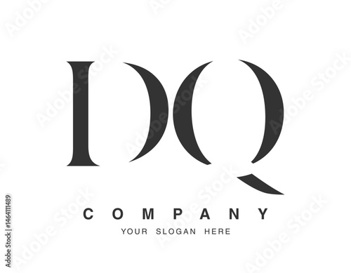 DQ logo design. Initial letter d and q serif font style. Creative classic company name typography. Trendy logotype or identity.