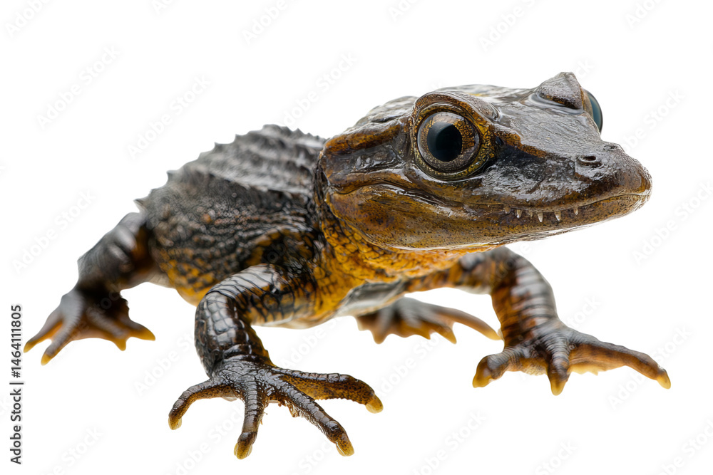 Fototapeta premium A detailed close-up of a brown and black frog with prominent eyes and textured skin.