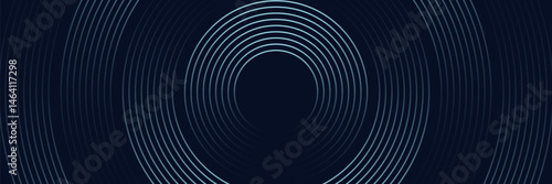 Blue abstract background with glowing circles. Swirl circular lines pattern. Geometric spiral. Twirl element. Modern graphic design. Futuristic technology concept. Vector illustration.