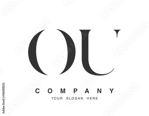 OU logo design. Initial letter o and u serif font style. Creative classic company name typography. Trendy logotype or identity.