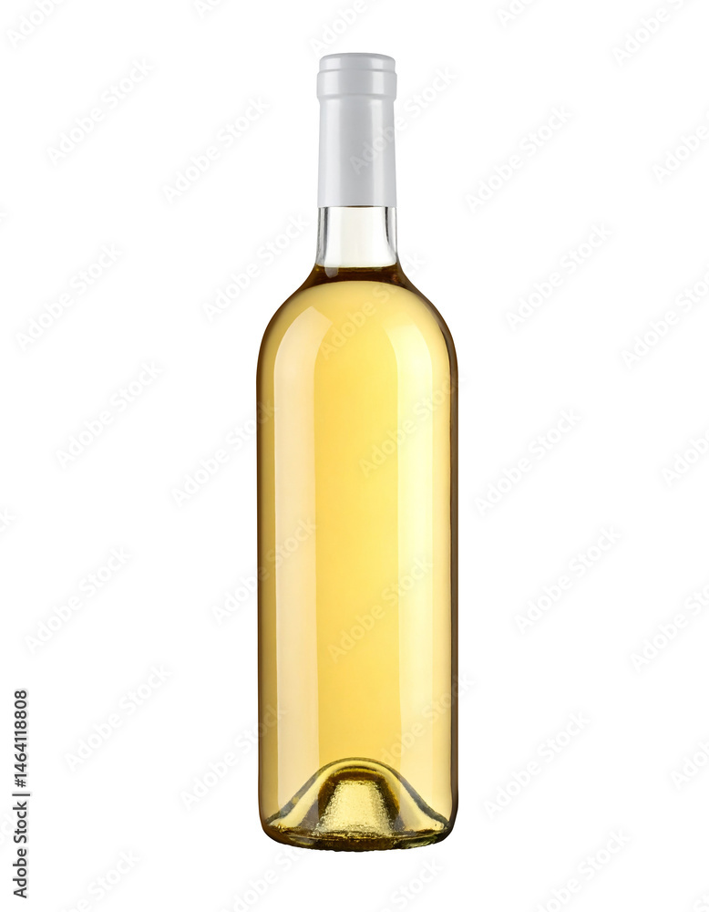 White wine bottle standing on transparent background White wine bottle standing on transparent background