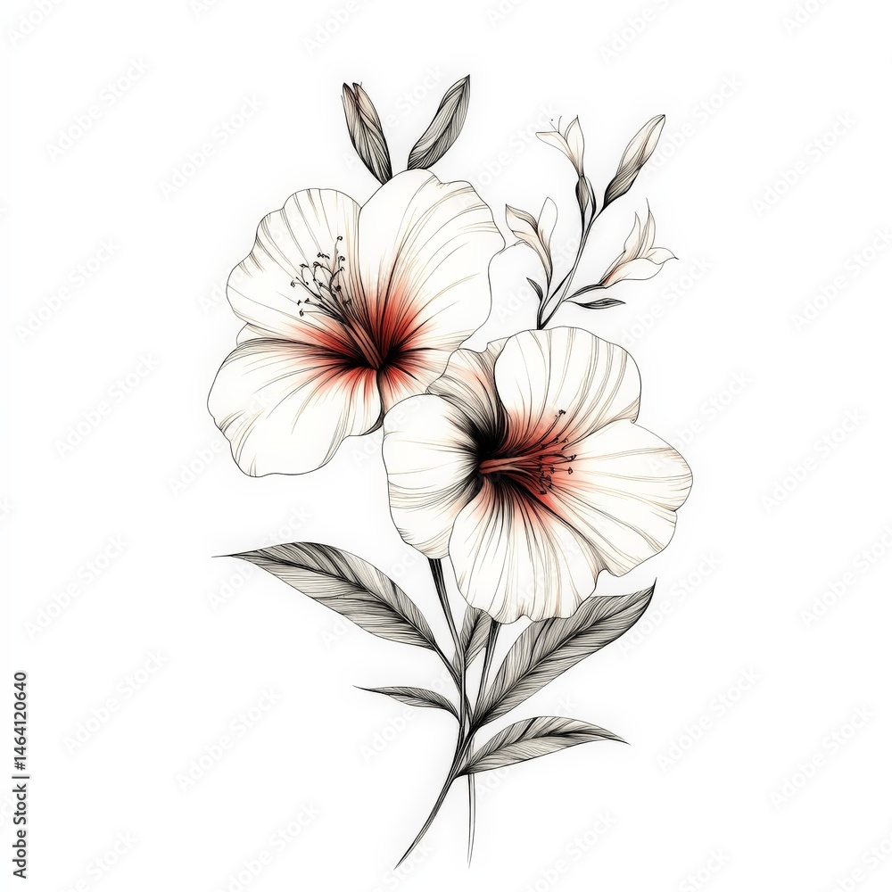 Obraz premium flower, floral, vector, nature, pattern, illustration, flowers, plant, leaf, design, spring, decoration, pink, bouquet, summer, art, blossom, card, beauty, flora, garden, element, frame, wallpaper