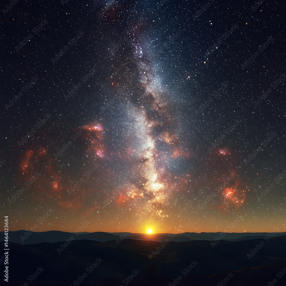 Vibrant Milky Way Shines Above Mountain Ridge at Dusk