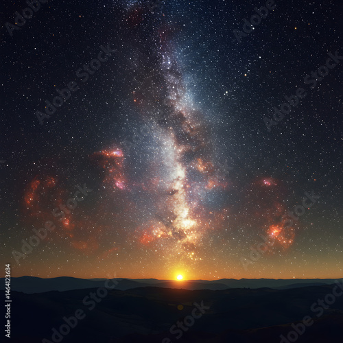 Obraz na płótnie Vibrant Milky Way Shines Above Mountain Ridge at Dusk w salonie