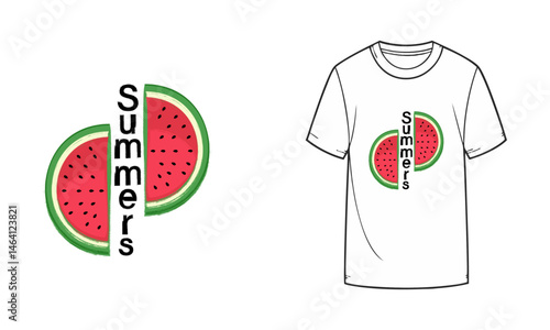 Summers T-shirt design, Raw, rough and textured watermelon T-shirt design. Best for summers.