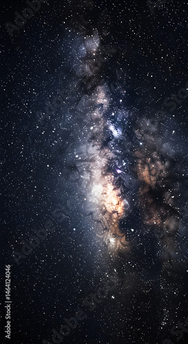Obraz na płótnie Vibrant Milky Way Galaxy Displaying Cosmic Starry Night Landscape w salonie