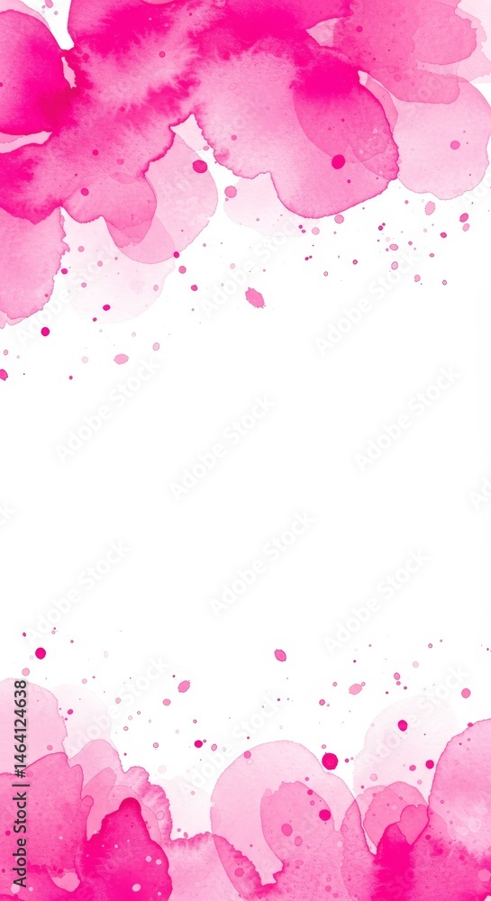 Vibrant Pink Watercolor Textures on White Background and Paper