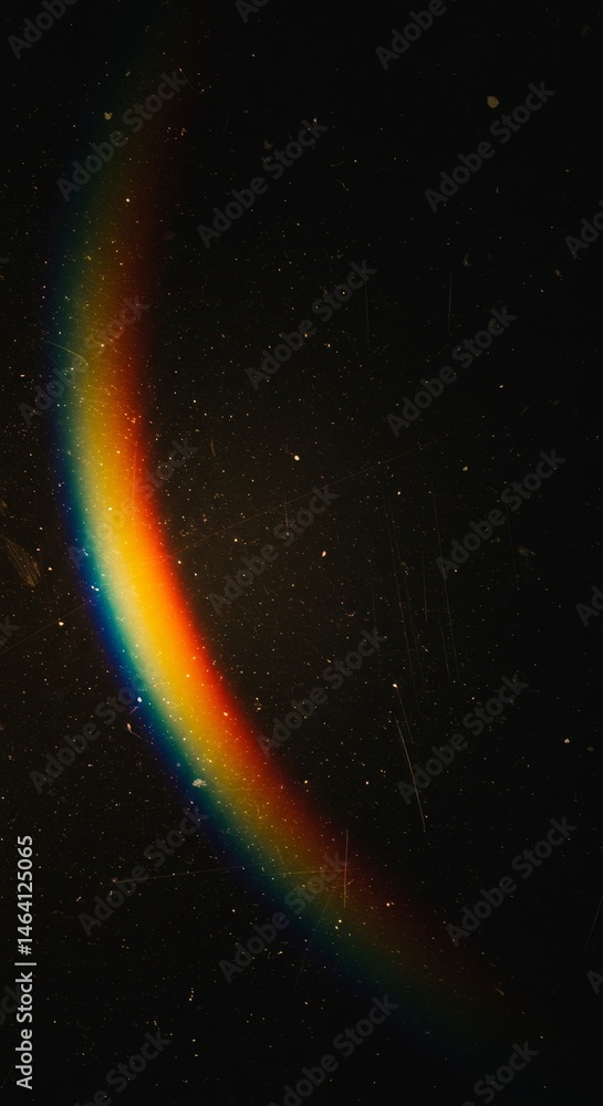 Vibrant Rainbow Arc Spectrum Against a Dark Starry Sky Background