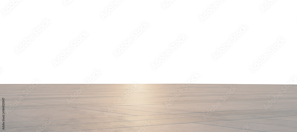 Naklejka premium 3d rendering empty concrete floor reflecting sunlight with white background