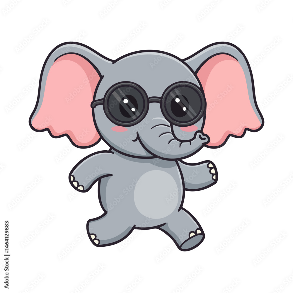 cute icon character elephant wearing sunglasses. cute icon character elephant wearing sunglasses.