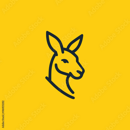 kangaroo head line wild animal fauna minimalism logo vector illustration template design