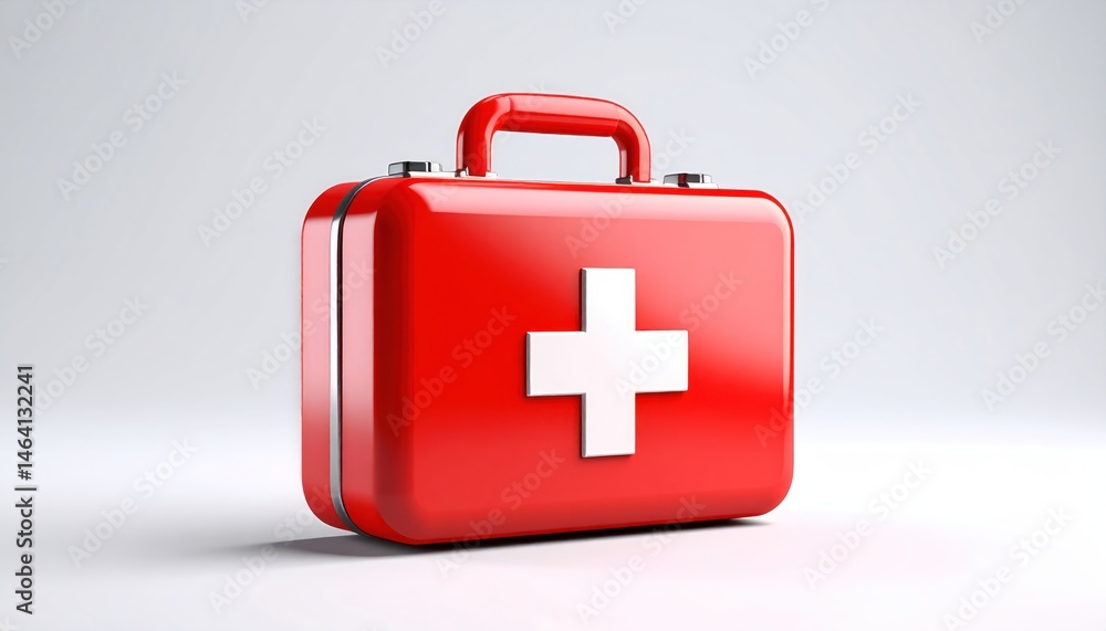 Fototapeta premium Red First Aid Kit with White Cross
