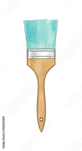 Wallpaper Mural Watercolor Turquoise Brush on White Illustration Background Torontodigital.ca