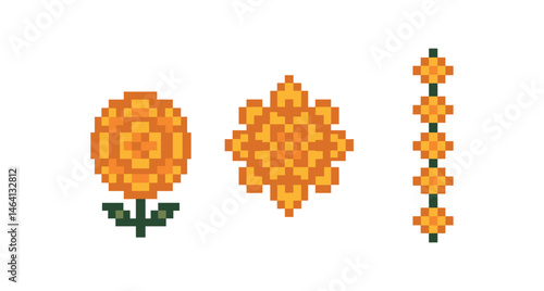 Pixel art of hindu deities: lakshmi, vishnu, and ganesha in vibrant colors