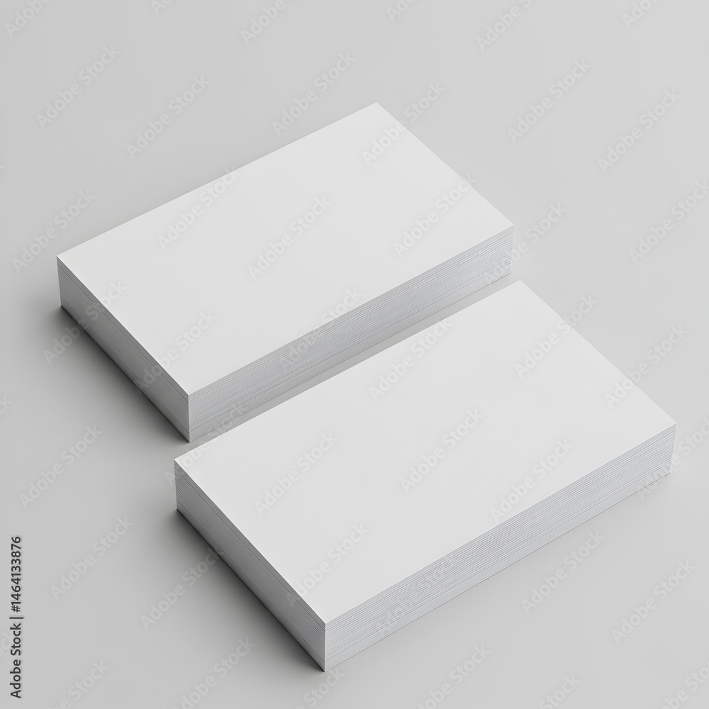 White Blank Business Cards Stacked on Grey Background Photo White Blank Business Cards Stacked on Grey Background Photo