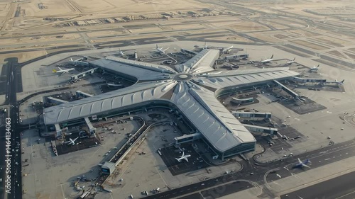 Dohas hamad international airport an aerial perspective of modern design and urban planning