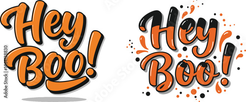 Festive Halloween Greeting Hey Boo Lettering, Hey Boo Word Art Illustration