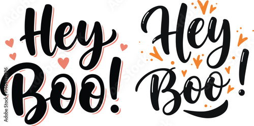 Hey Boo Halloween Typography Graphic,