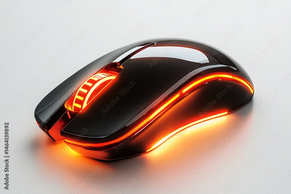 3D Style Sleek Computer Mouse Icon with Glowing Design. 3D Style Sleek Computer Mouse Icon with Glowing Design.