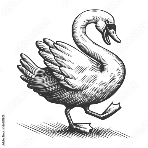 cartoonish black swan laughing loudly, offering a satirical twist on the black swan metaphor