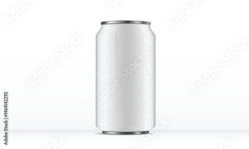 Aluminum can mockup 330 ml, isolated on white background - front view. Vector illustration