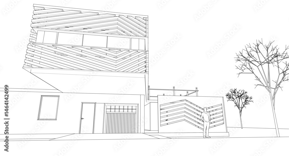 Fototapeta premium modern modular house 3d illustration 