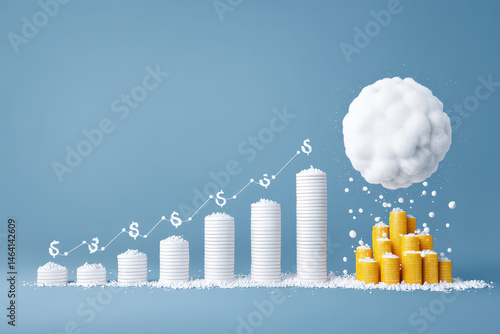 Optimistic financial growth chart showing compound interest snowball effect
