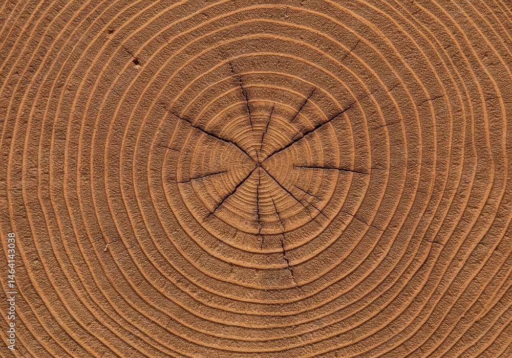 Naklejka premium Wood Texture Close Up Brown Tree Rings Natural Annual Growth