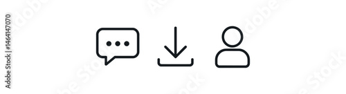 Minimalist communication icons chat download profile