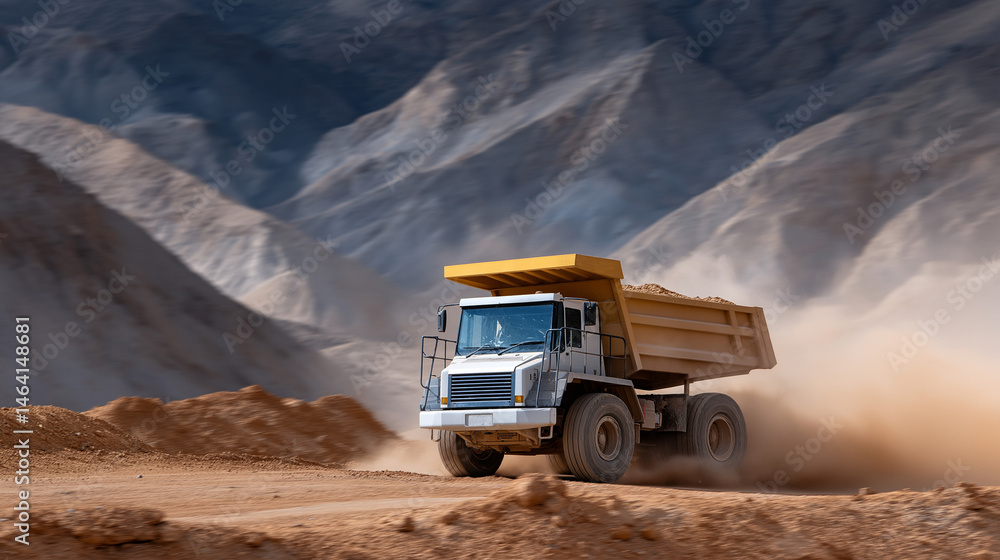 Heavy Duty Dump Truck Hauling Ore in Open-Pit Mining Heavy Duty Dump Truck Hauling Ore in Open-Pit Mining