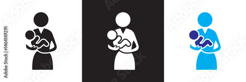 Postnatal care icon / mother and children icon. Vector for websites, mobile interfaces, presentations, banner, visual branding etc. Vector illustration. isolated on white and black background. EPS 10 