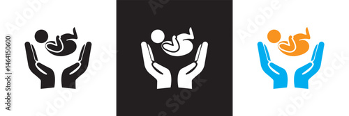 Postnatal care icon / mother and children icon. Vector for websites, mobile interfaces, presentations, banner, visual branding etc. Vector illustration. isolated on white and black background. EPS 10 