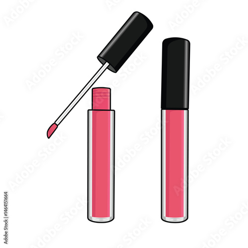 Two pink Liquid Lipstick tubes, one open with applicator, featuring a sleek design isolated on white background
