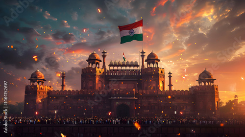 Obraz na płótnie India Independence Day Red Fort Celebration transparent background w salonie