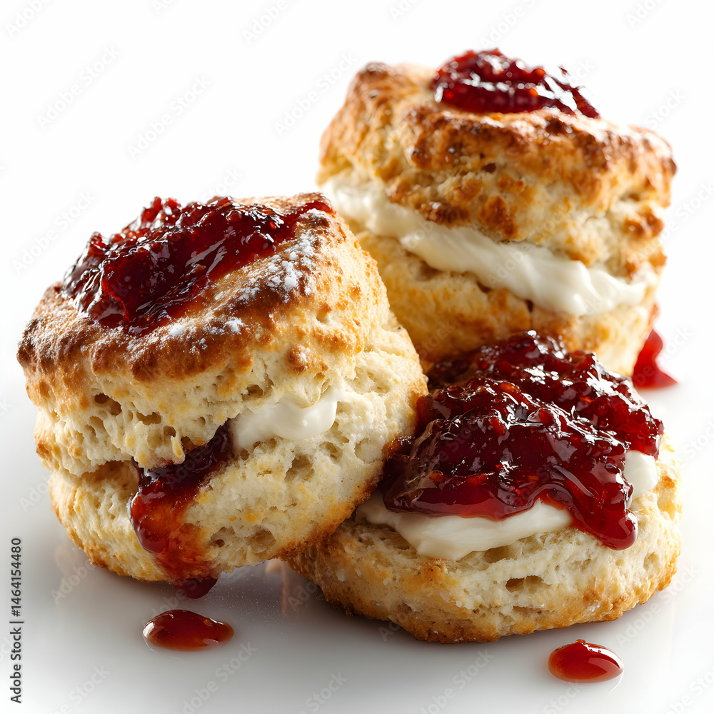 Delicious Scones with Jam and Cream Perfect Afternoon Tea Recipe transparent background