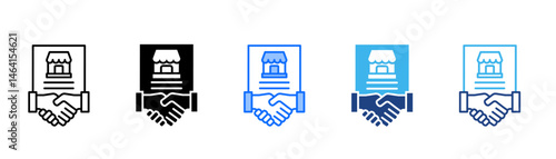 Franchise Agreement Icon Set With Multiple Style Collection 