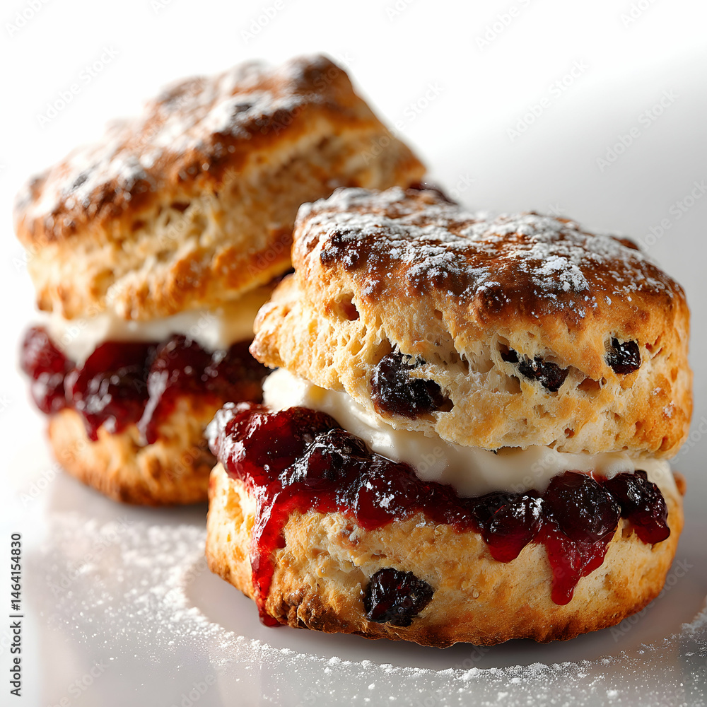 Delicious Cream Tea Scones with Jam and Clotted Cream Recipe transparent background