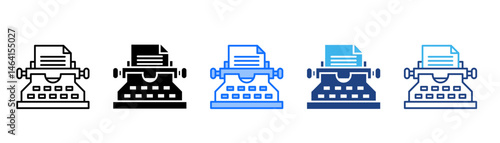 Typewriter Icon Set With Multiple Style Collection 