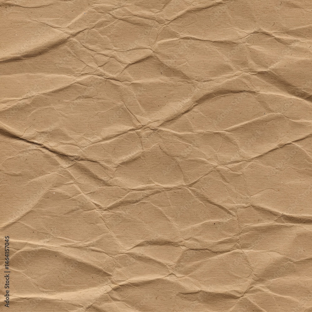 Wrinkled Brown Paper Texture with Detailed Creases and Patterned Folds Wrinkled Brown Paper Texture with Detailed Creases and Patterned Folds