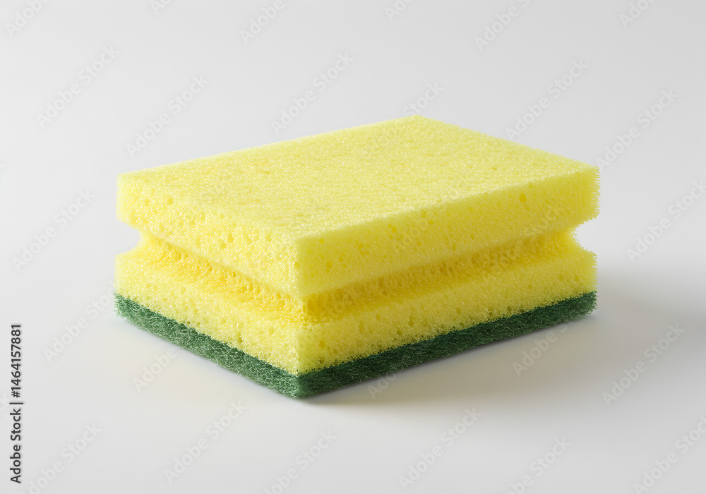 Yellow Sponge for Cleaning on White Background in Studio Shot Yellow Sponge for Cleaning on White Background in Studio Shot