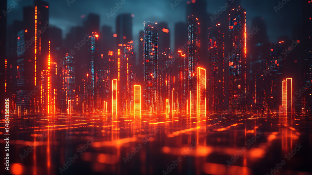 Obraz premium financial forecast layout in glowing 3D visuals, minimal background