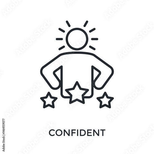 Confident Icon Outline Style. Vector Illustration For Graphic Design